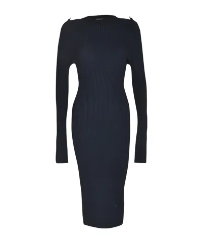 DONDUP RIBBED BUTTONED-CUFF DRESS