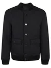 Dondup Ribbed Elastic Neoprene Bomber Jacket With D Logo Detail In Black