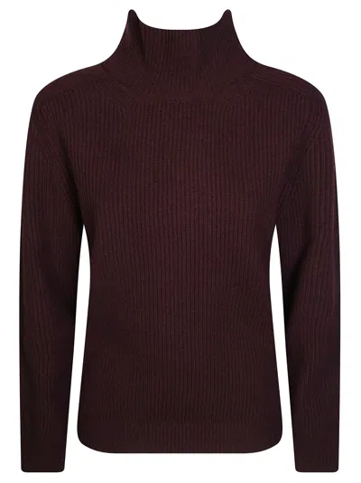Dondup Ribbed Fisherman Knit Turtleneck Sweater In Brown