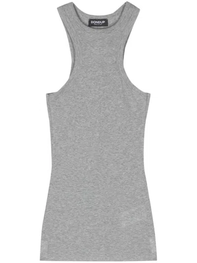 Dondup Ribbed Jersey Tank Top In Grey
