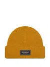 Dondup Ribbed Logo-plaque Beanie Hat In Orange
