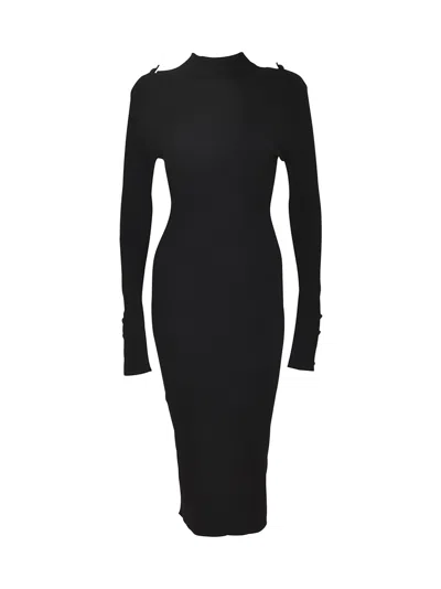 Dondup Ribbed Long Dress In Black