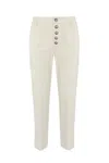 Dondup Striped Pattern Cropped Trousers With Button Detailing In Neutral