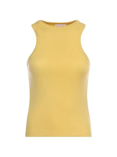 Dondup Ribbed Tank Top In Yellow