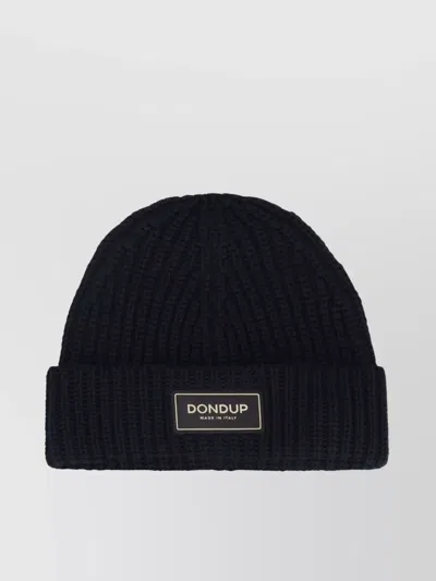 Dondup Ribbed Texture Knit Beanie In Black