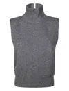 Dondup Fitted Sleeveless Knit Top With High Mock Neck In Gray