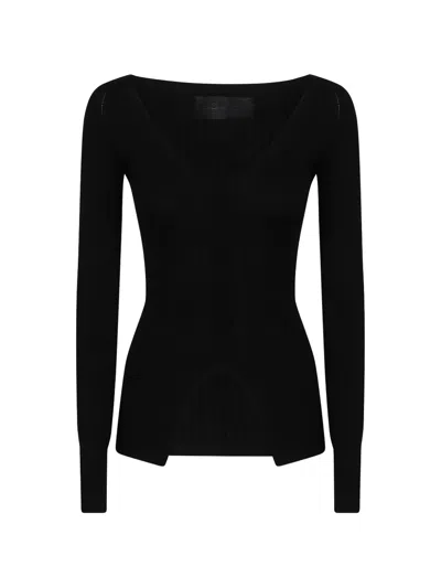 Dondup Ribbed-knit Cut-out Sweater In Black