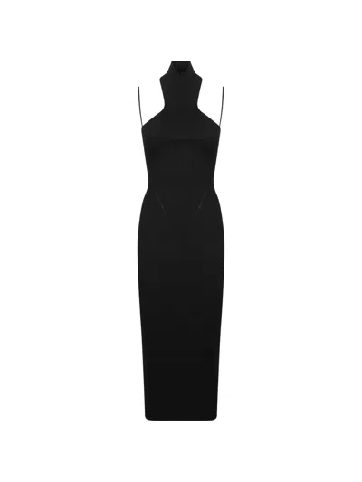 Dondup Ribbed-knit Halterneck Dress In Black