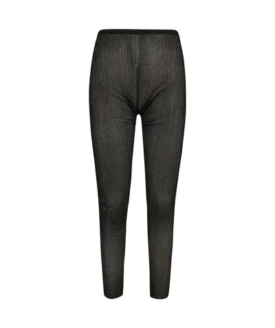 Dondup Ribbed-knit Leggings In Black