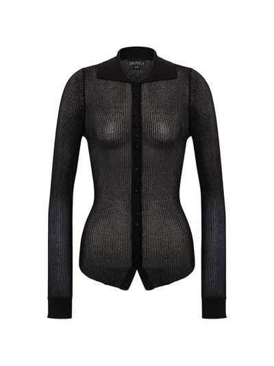 Dondup Ribbed-knit Long-sleeve Cardigan In Black