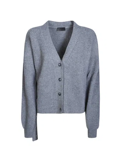 Dondup Fisherman V-neck Knit Cardigan In Blue