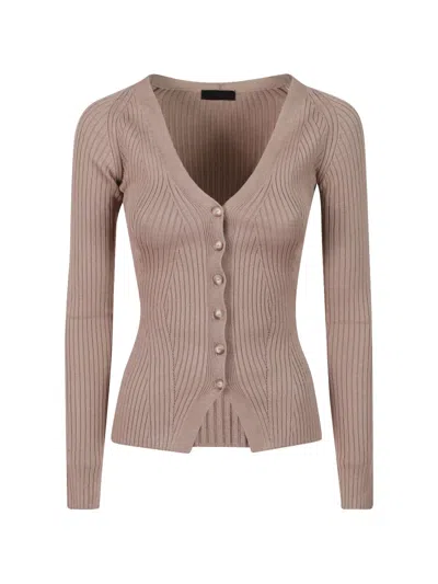 Dondup Ribbed-knit V-neck Cardigan In Neutral