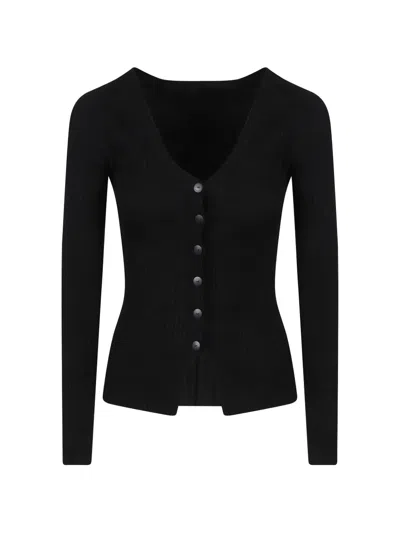 Dondup Ribbed-knit V-neck Cardigan In Black