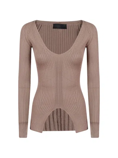 Dondup Ribbed-knit V-neck Top In Multi