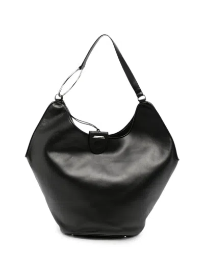 Dondup Ring-handle Leather Shoulder Bag In Black