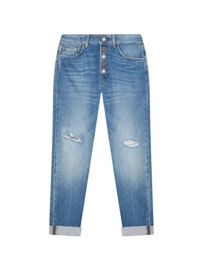 Dondup Ripped Buttoned Jeans In Blue