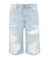 Dondup Ripped Detail Denim Shorts In Blue
