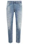 Dondup Brighton Carrot Fit Darned Light Blue Denim Jeans In Blue