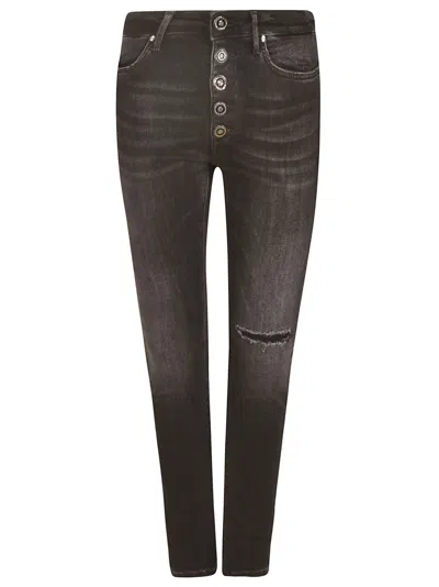 Dondup Ripped Fitted Jeans In Black