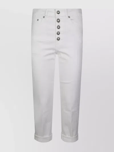 DONDUP ROLLED CUFFS BUTTON DETAILING TROUSERS