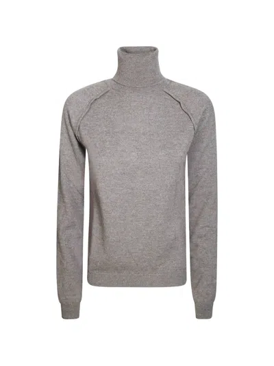 Dondup Ribbed Wool Turtleneck Sweater In Gray