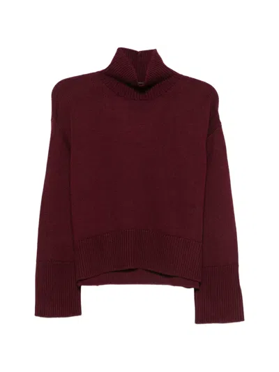 Dondup Roll-neck Wool Sweater In Burgundy