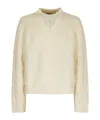 Dondup Cream Cable Knit Sweater With Textured Stitches In Neutral