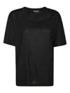 Dondup Lightweight Relaxed Fit Round Neck Sheer Fabric Short Sleeves In Black
