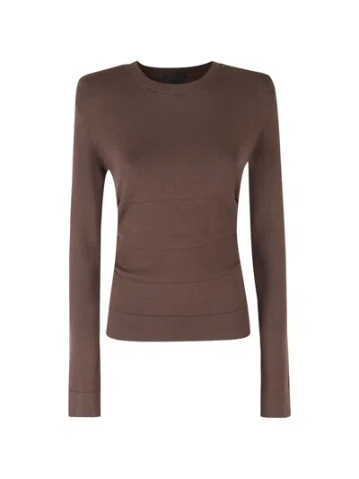 Dondup Ruched Slim-fit Sweater In Brown