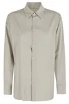Dondup Sage Long-sleeved Shirt With Classic Collar In Gray
