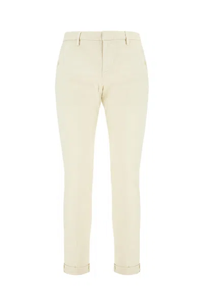 Dondup Sand Stretch Cotton Pants In Neutral