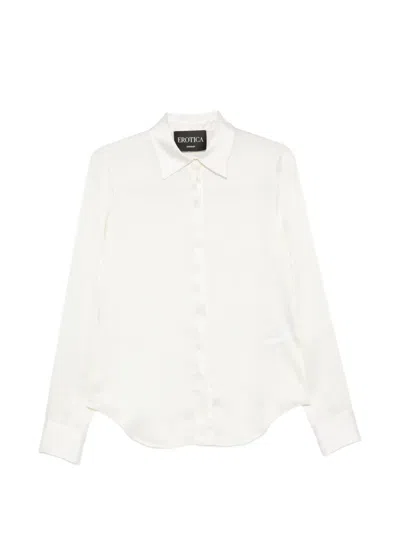 Dondup Satin-finish Long-sleeved Shirt In White