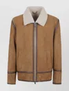 Dondup Shearling Collar Coat With Buckle And Pockets In Brown