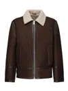Dondup Shearling-collared Jacket In Brown