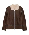 Dondup Shearling-collared Jacket In Brown