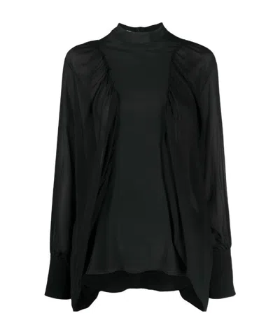 Dondup Sheer Bat Sleeves Blouse In Black