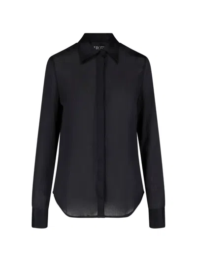Dondup Sheer Crinkled Shirt In Black