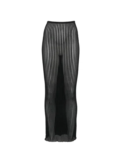 Dondup Sheer-knit Maxi Skirt In Black