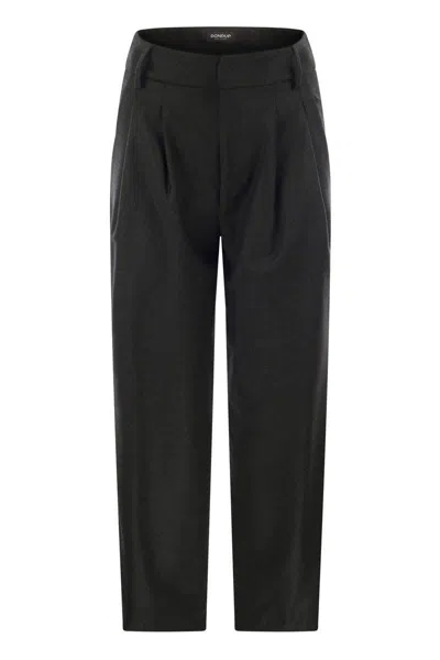 Dondup Sheryl - Loose Flannel Trousers In Black