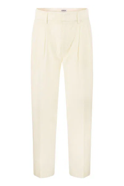 Dondup Sheryl - Loose Flannel Trousers In White