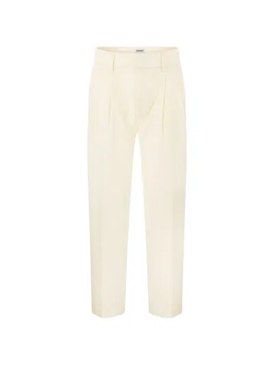 Dondup Sheryl Loose-fit Flannel Trousers In Neutral