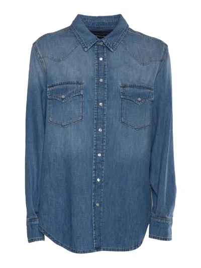 Dondup Denim Shirt With Button-up Front And Chest Pockets In Blue