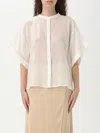 Dondup White Shirt In Cotton And Linen With Short-sleeves In White