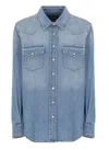 Dondup Timeless Blue Denim Shirt With Flap Pockets In Blue