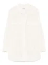 Dondup Relaxed Fit White Button-down Shirt With Chest Pockets In Beige
