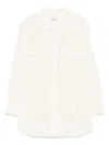 Dondup Relaxed Fit White Button-down Shirt With Chest Pockets In Beige