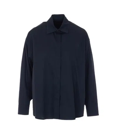Dondup Black Shirt With Frontal Buttons Closure In Blue