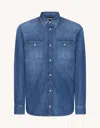 Dondup Button-down Denim Shirt With Chest Pockets And Structured Collar In Blue