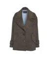 Dondup Short Herringbone Peacoat With Notched Collar And Tailored Details In Gray