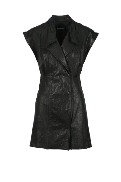 Dondup Short Leather Dress - Black